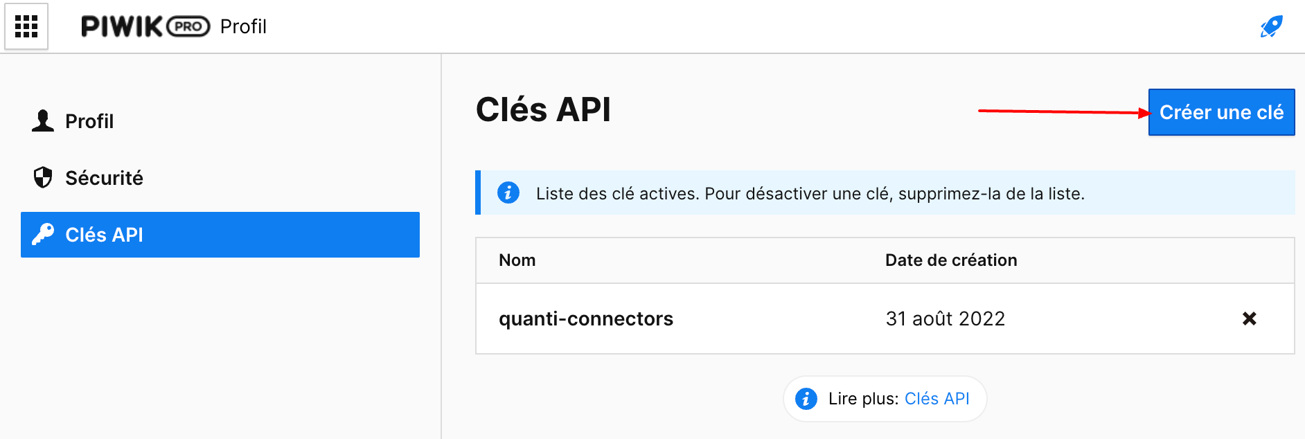 API credentials from Piwik Pro analytics admin